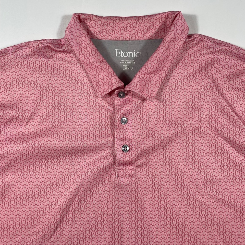 Etonic Polo Shirt Mens XL Geometric‎ Honeycomb Performance Pink